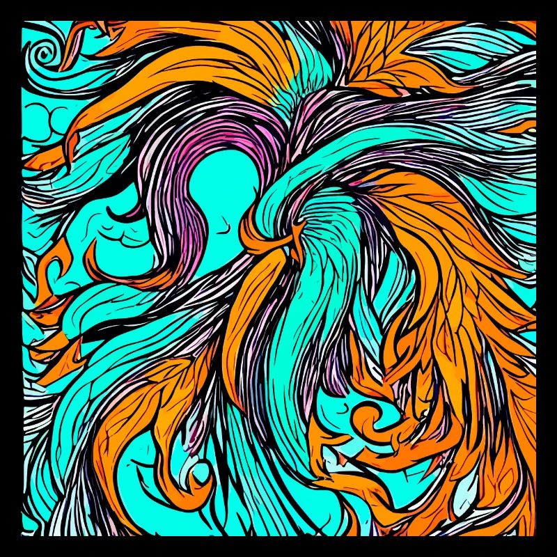 Illustration of a phoenix, vector style