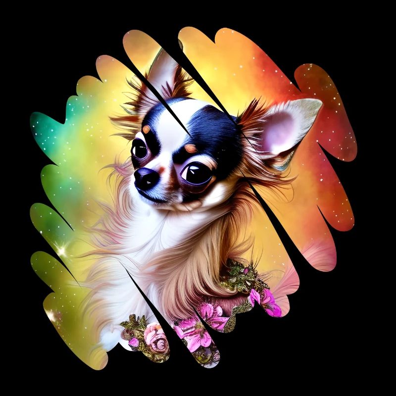 Chihuahua arc-en-ciel dans la conception de graffitis de chien mignon