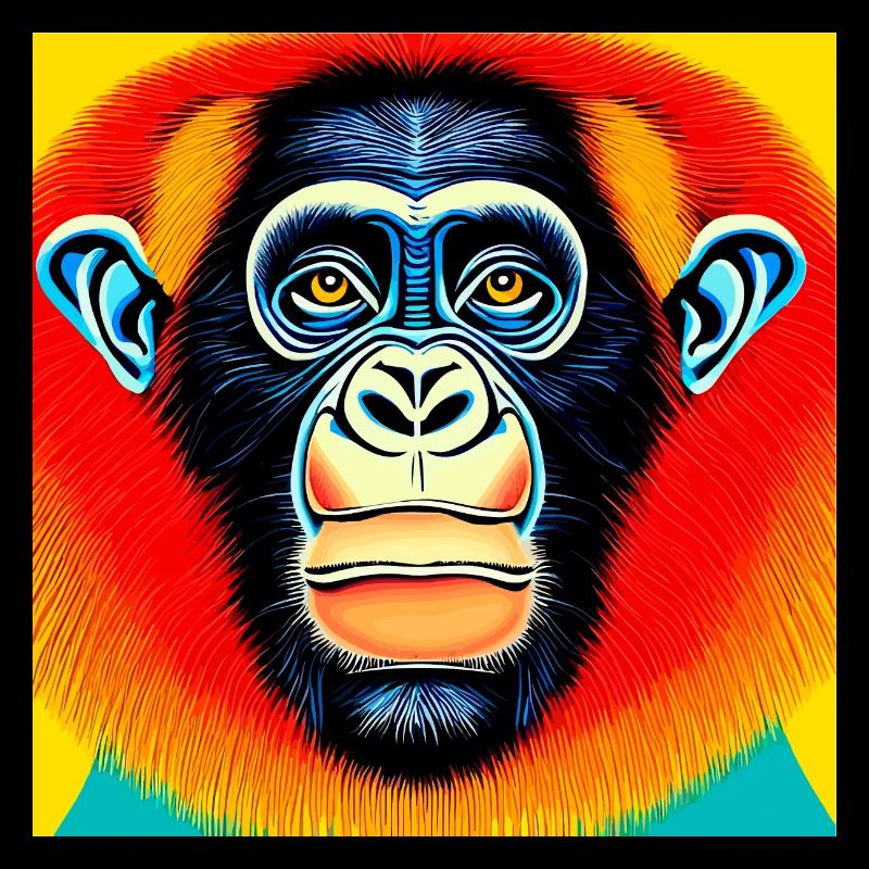Illustration eines Porträts eines Schimpansen