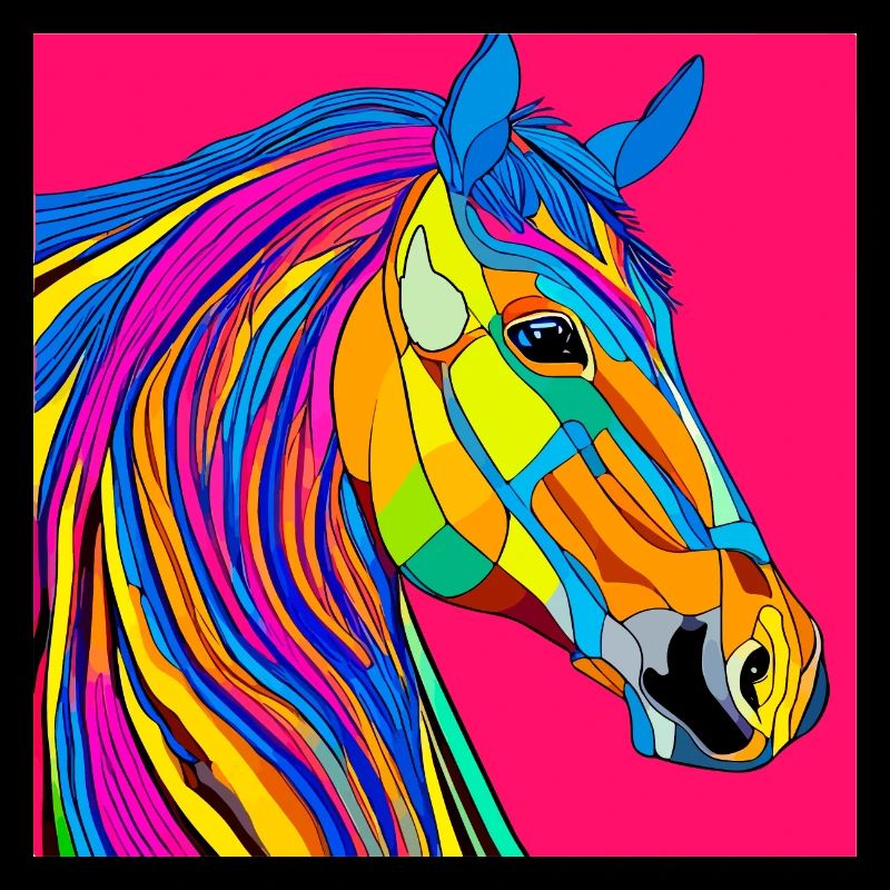 Farbenfrohe Illustration eines Pferdes