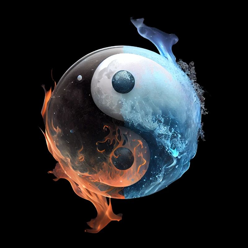 Ying et Yang Feu et glace en équilibre