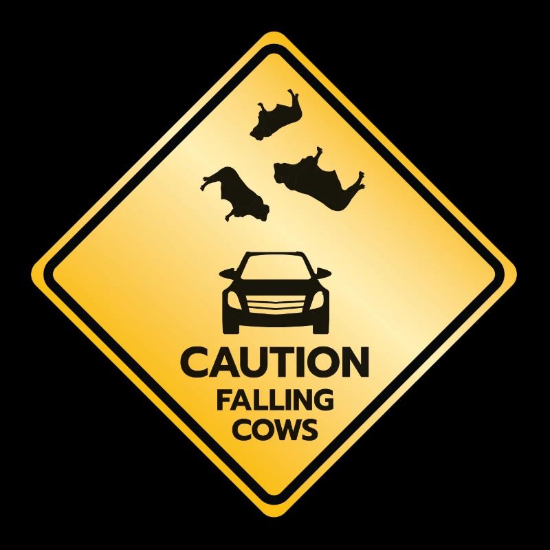 Caution Sign Falling Cows