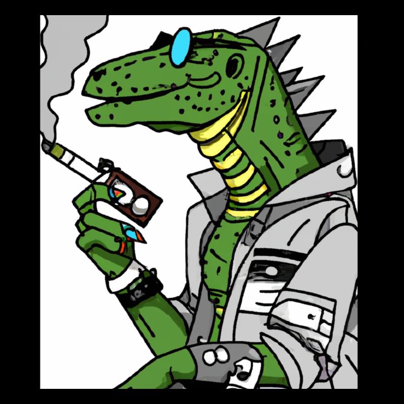 dinosaur with cigarette