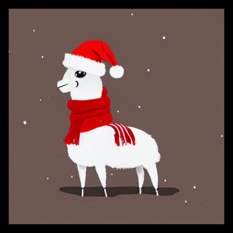 Llama Red-White Christmas Scarf 2