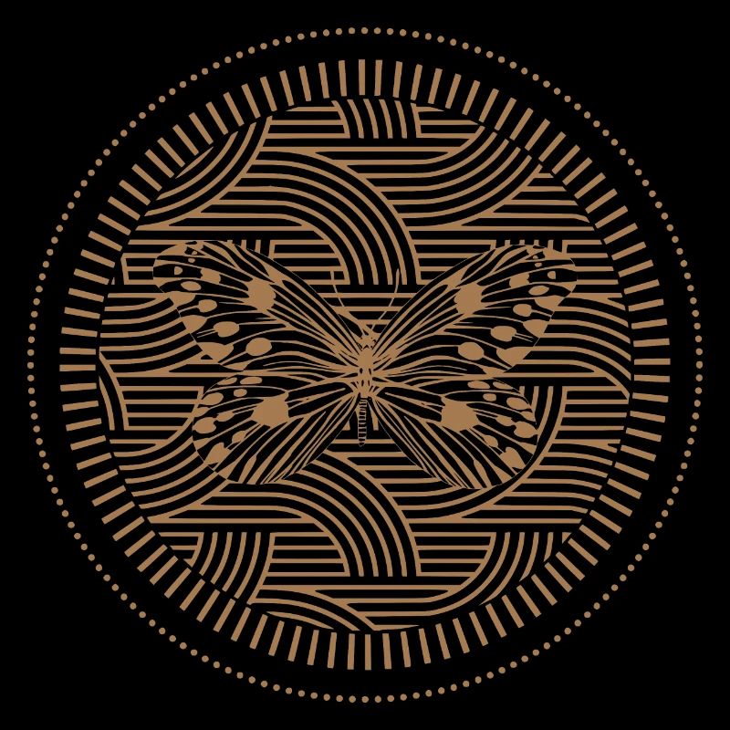 Golden butterfly with geometric patterns