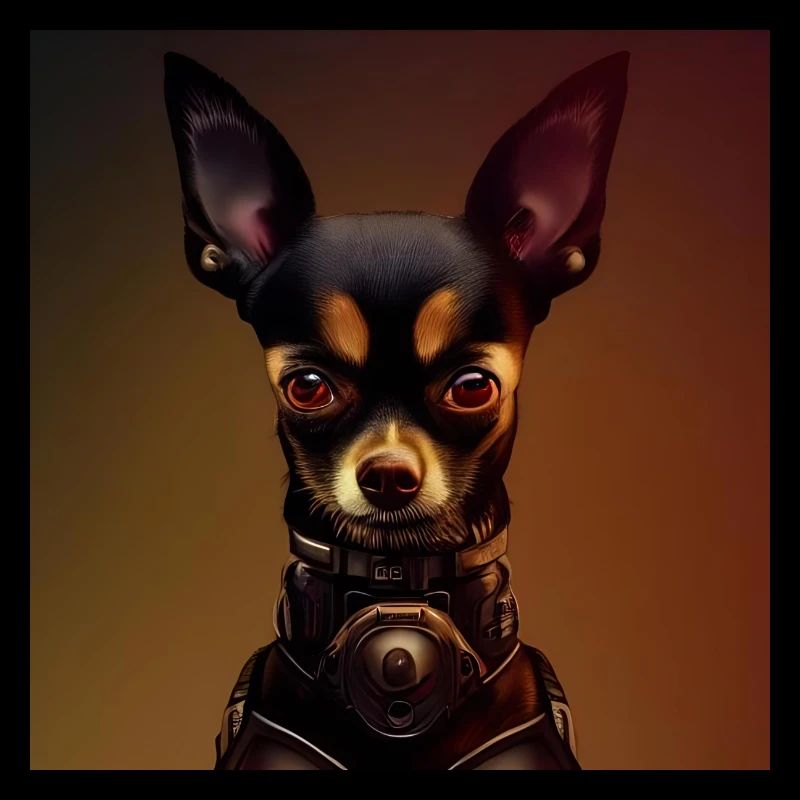 Dark Chihuahua in steampunk uniform