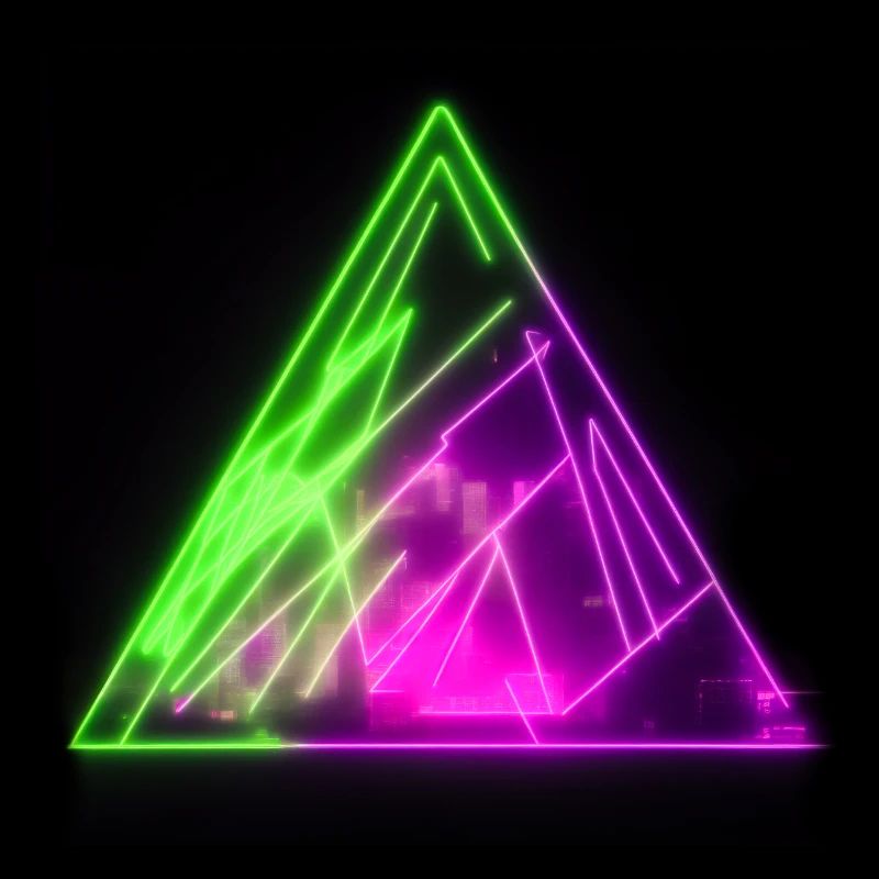 Trippy Neon Sign Triangle Abstract Artwork