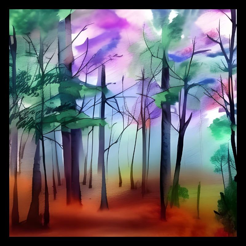 Watercolor forest nature