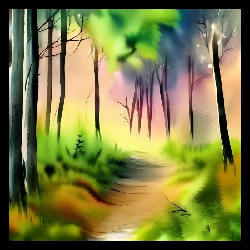 Water color green forest