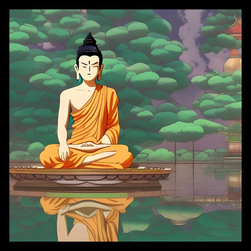 Art de statue de Bouddha de bande dessinée
