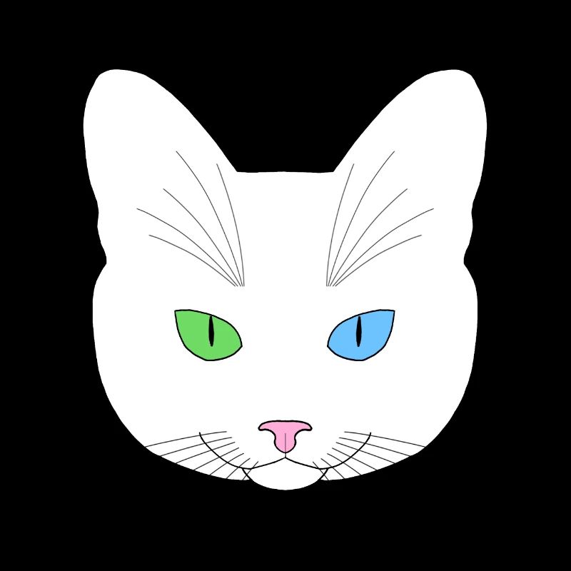 Chat tête blanc yeux vert bleu