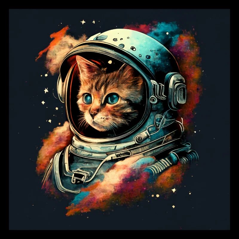 Kosmische Katze im Aetherpunk-Stil