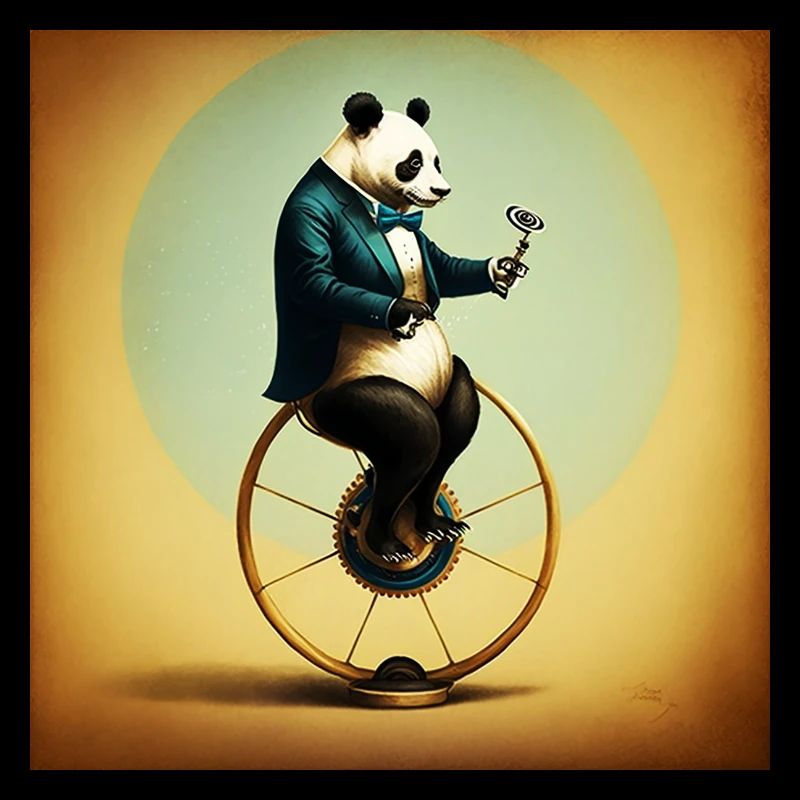 Eleganter Panda auf einem Einrad