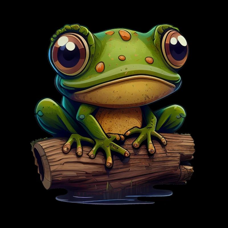 Cute Frog Sitting on a Log
