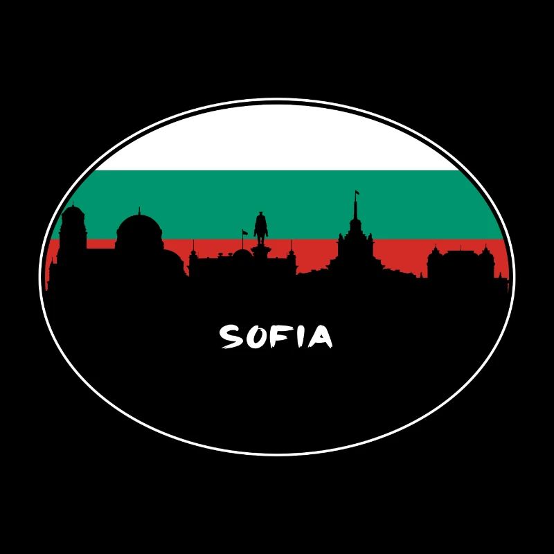 sofia, bulgarie, drapeau, horizon, silhouette, voyage