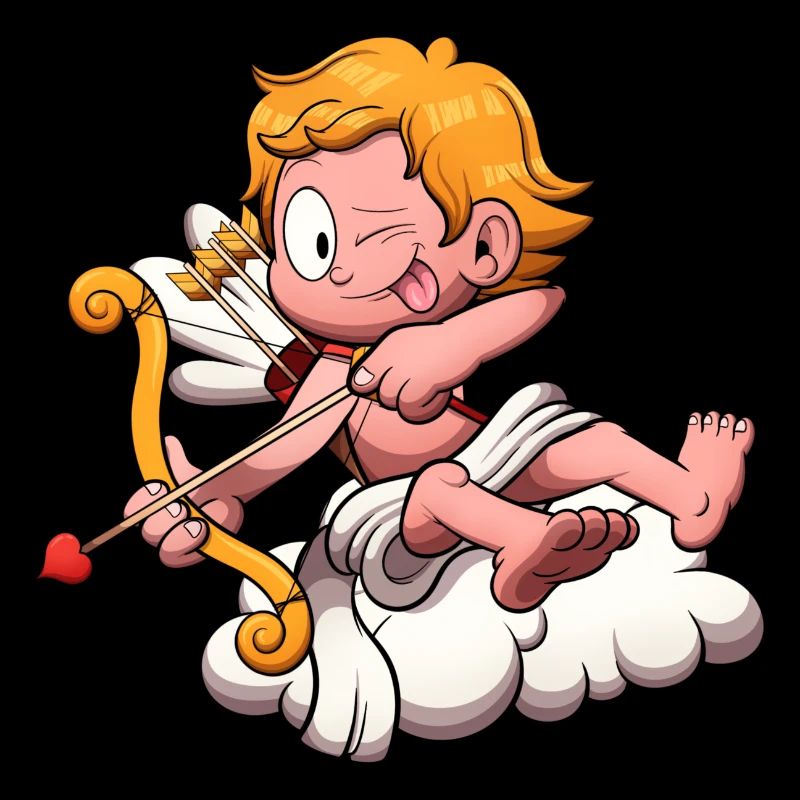 Amor auf Wolke mit Pfeil und Bogen