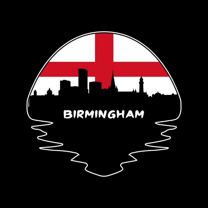 Birmingham Angleterre Drapeau Skyline Voyage Silhouette