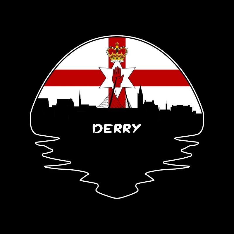 Derry Irlande du Nord Drapeau Skyline Silhouette Tra