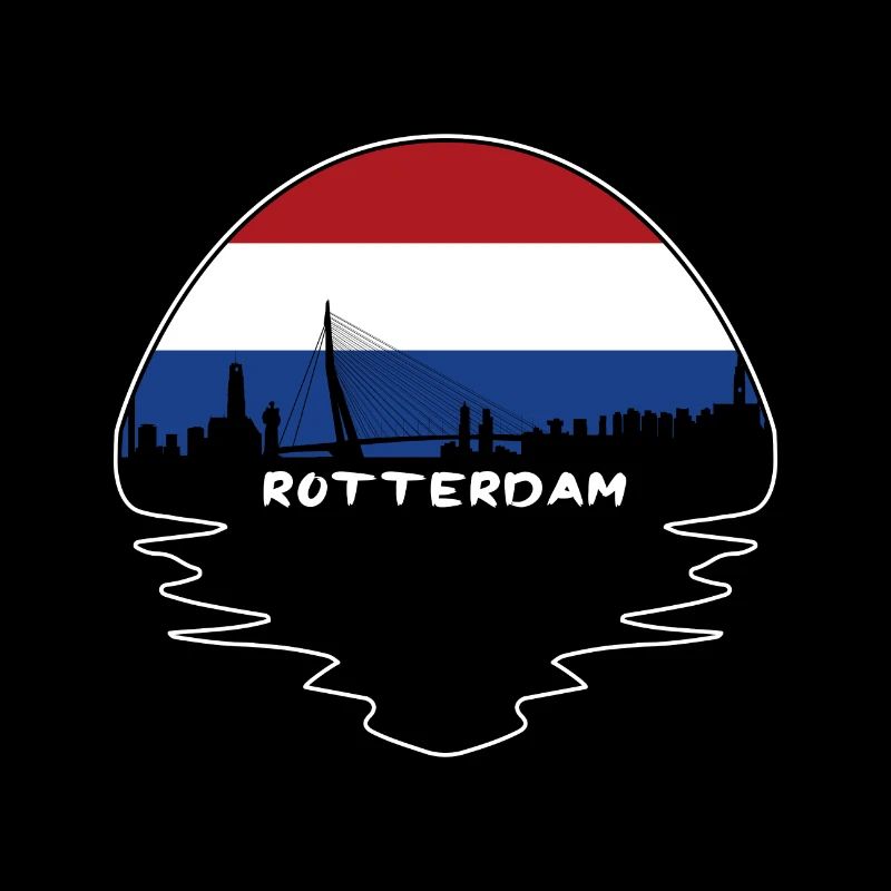Rotterdam Pays-Bas Drapeau Skyline Silhouette Trav