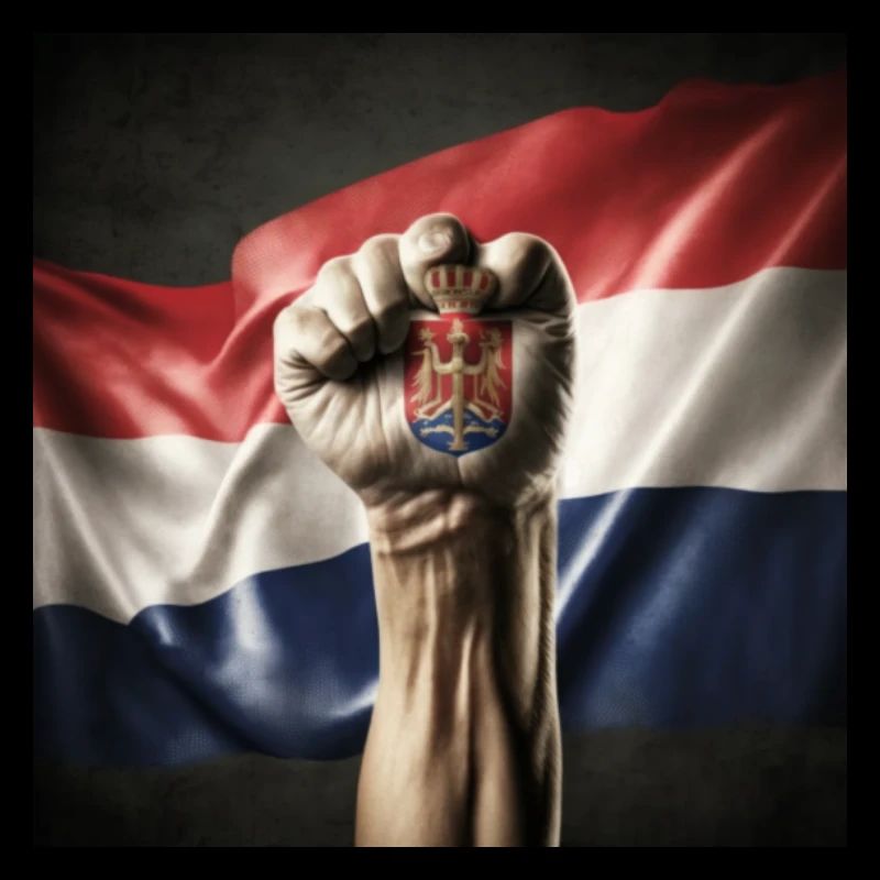 Serbisch Flagge mit starker Hand