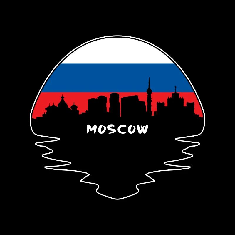 moscou, russie, drapeau, horizon, silhouette, voyage