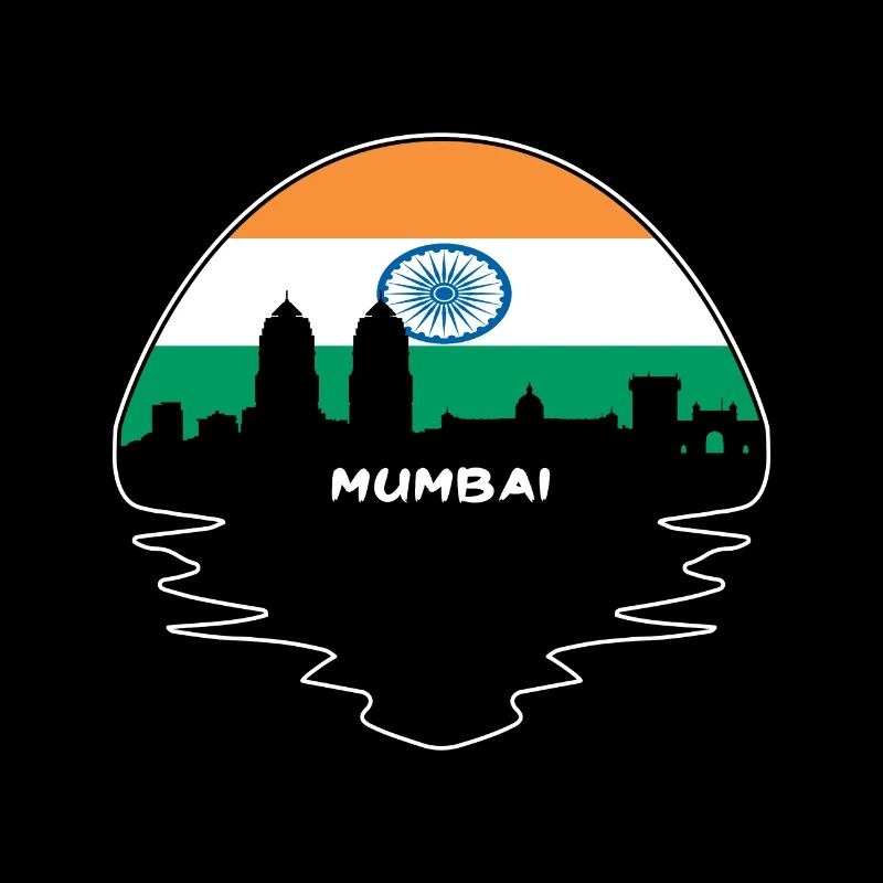 Mumbai Inde Flag Skyline Silhouette Voyage