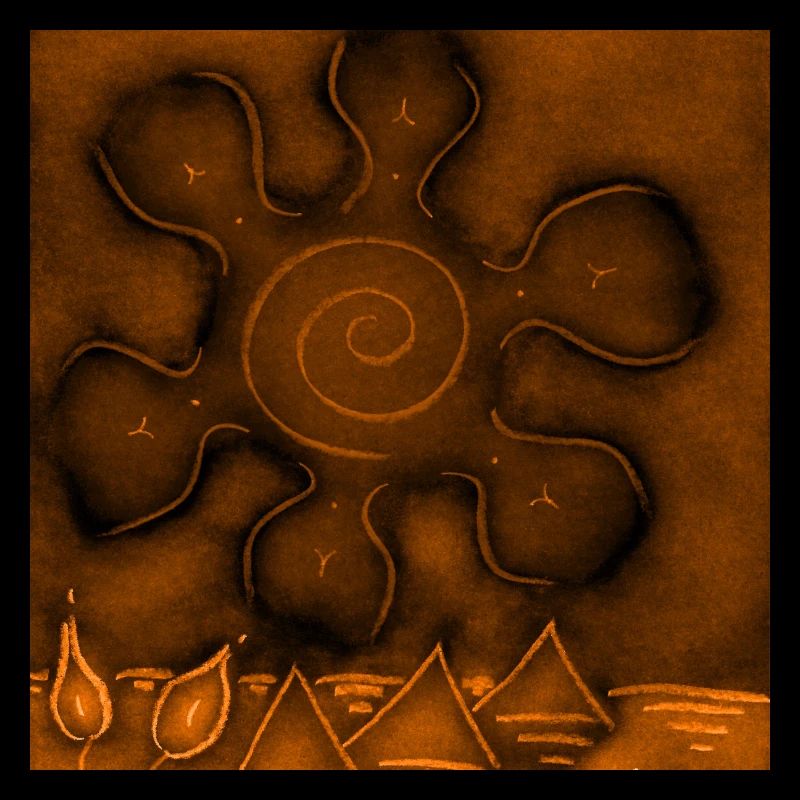 SUN ON ORANGE PYRAMIDS