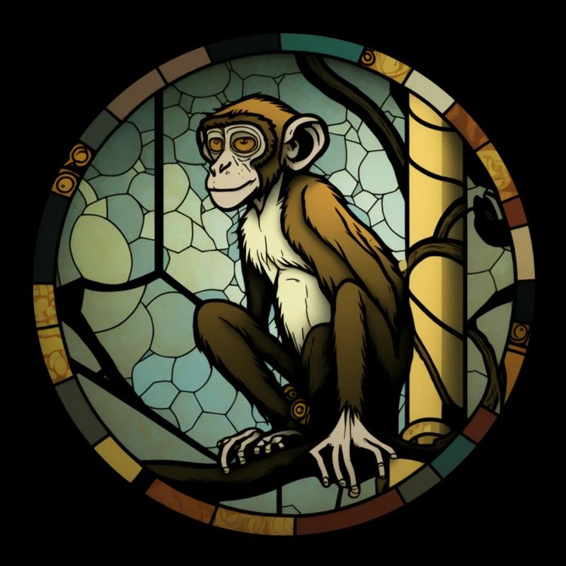 Monkey stained glass