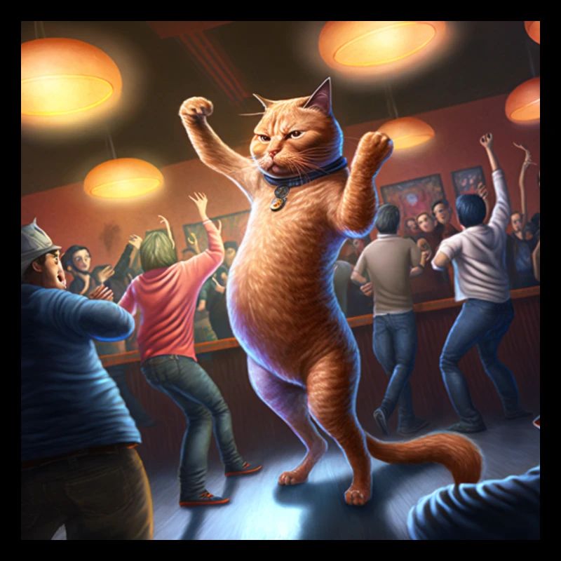 Chat dansant dans une boîte de nuit