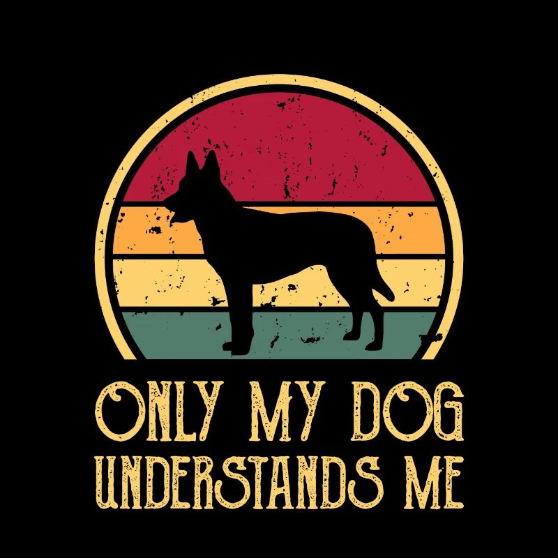 Dutch Shepherd Dog Lover Silhouette Vintage Sunset