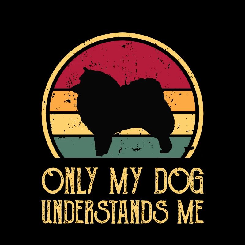 Japanese Spitz Dog Lover Silhouette Vintage Sunset
