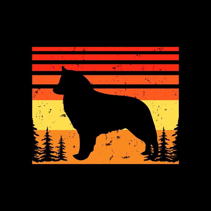 Belgian Shepherd Groenendael Dog Silhouette Retro