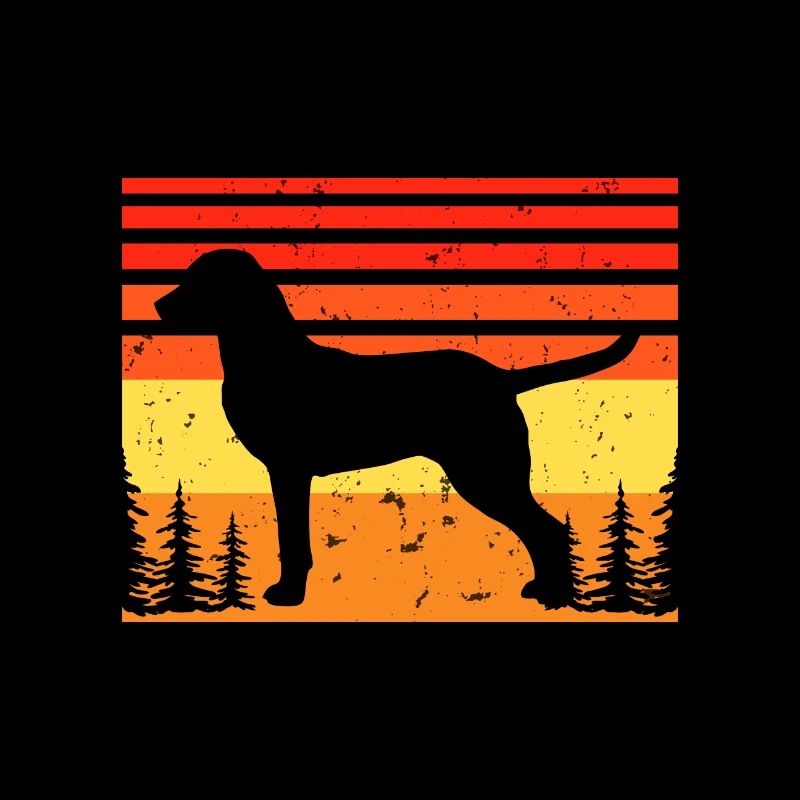 Chesapeake Bay Retriever Hund Silhouette Retro Sonne