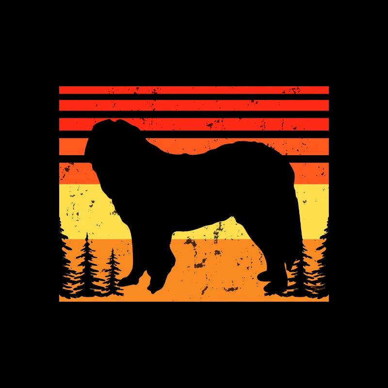 Chien de berger du Caucase Silhouette Rétro Coucher de soleil