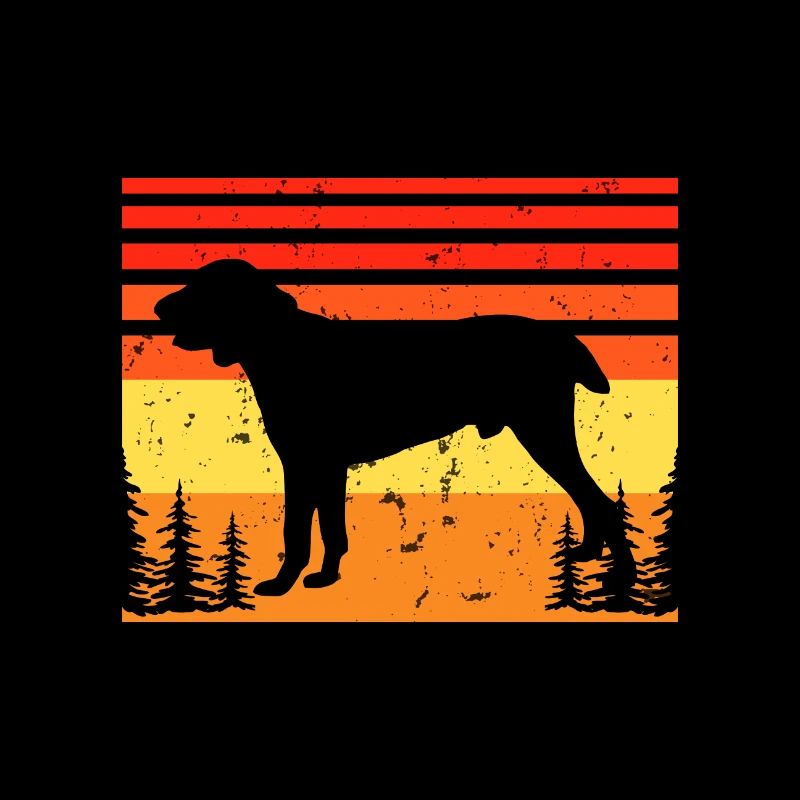 Chien de berger d’Asie centrale Silhouette Rétro Coucher de soleil