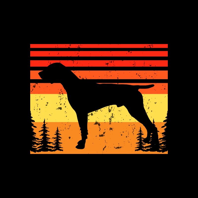 Deutsch Kurzhaar Pointer Hund Silhouette Retro