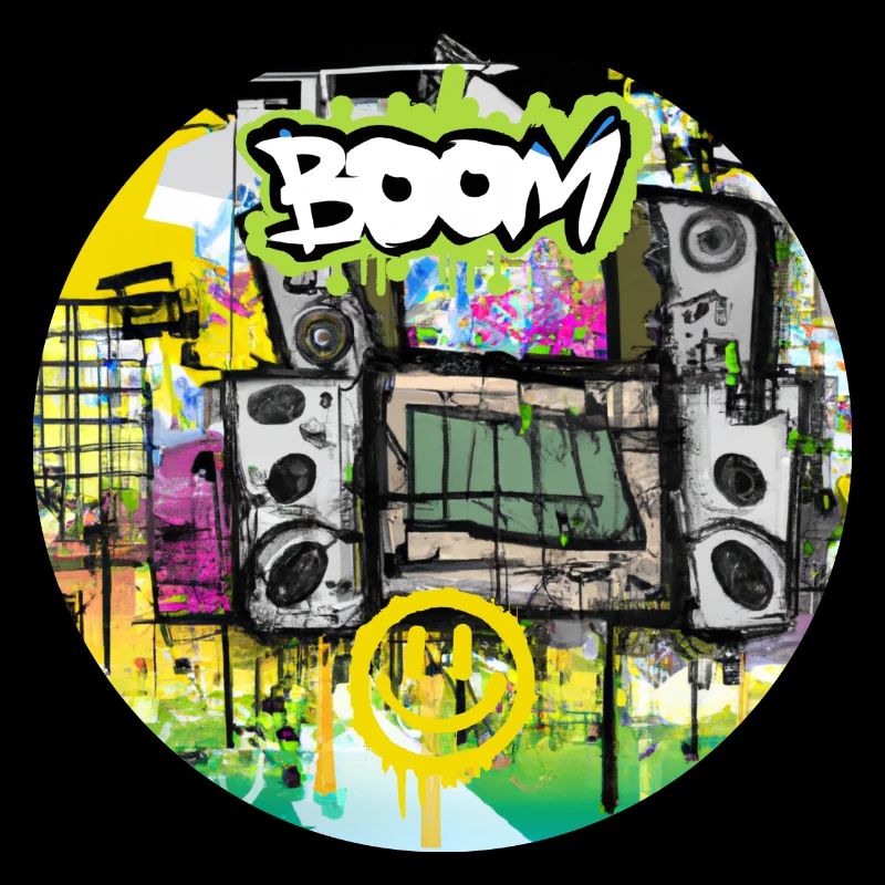 Boom Box with Smiley - Graffiti