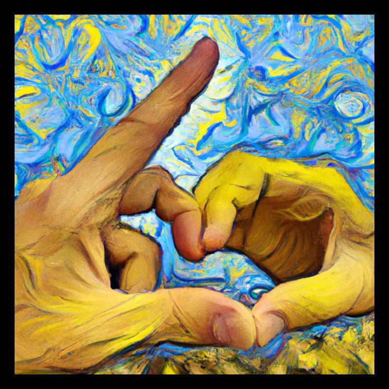 Geste du cœur dans le style Van Gogh