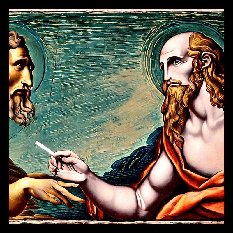 Apostle smoking a cigarette