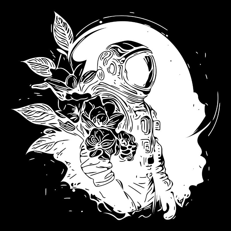Astronaut in infinity with flowers