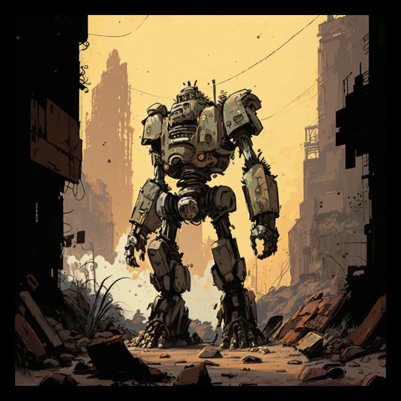 Des robots dans une ville post-apocalyptique