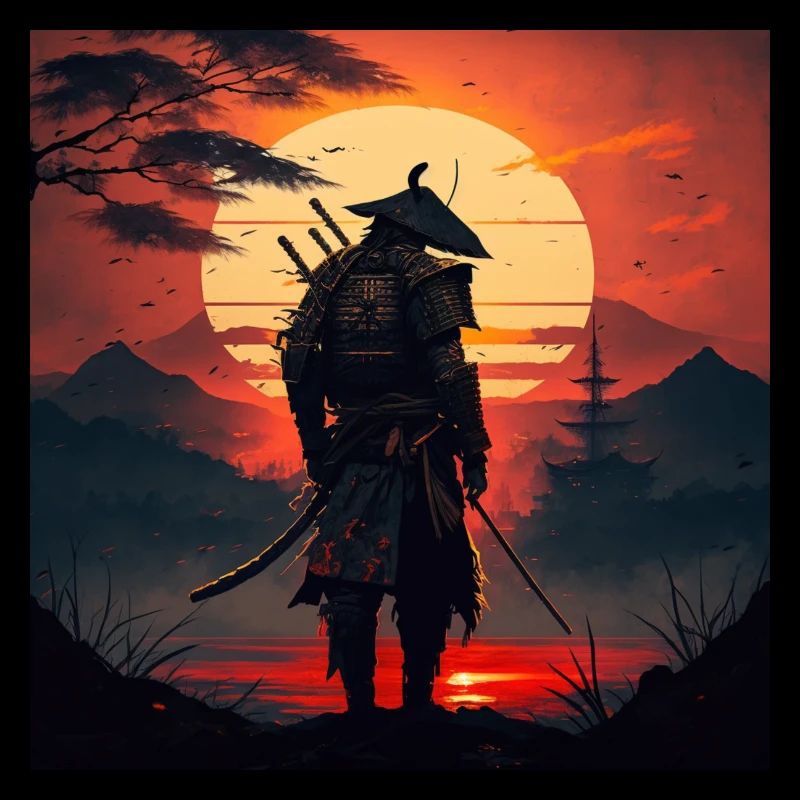 Samurai goes into the sunrise gift