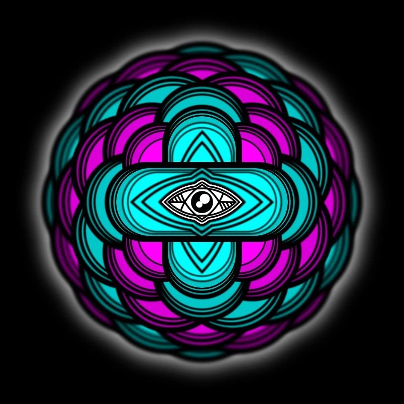 3D Mandala Neon Eye