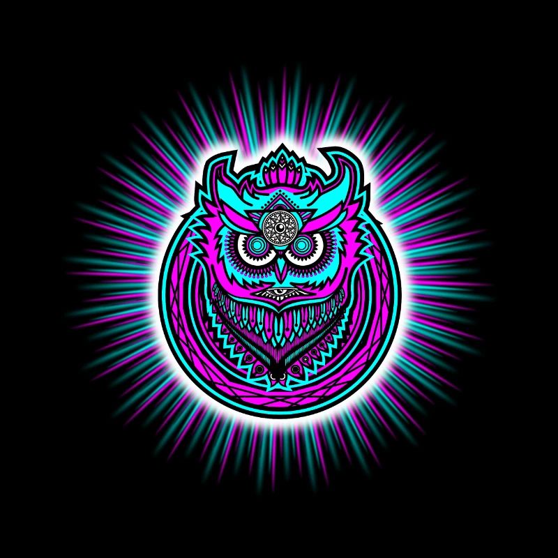 Eule in strahlenden Neonfarben