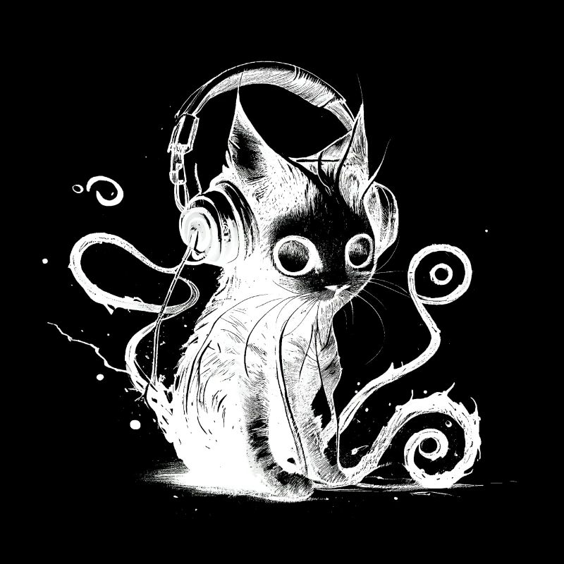 Technocat - Coole Katze mit Kopfhörern