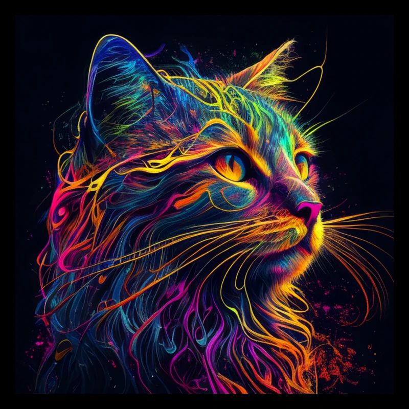 Chat coloré, design coloré