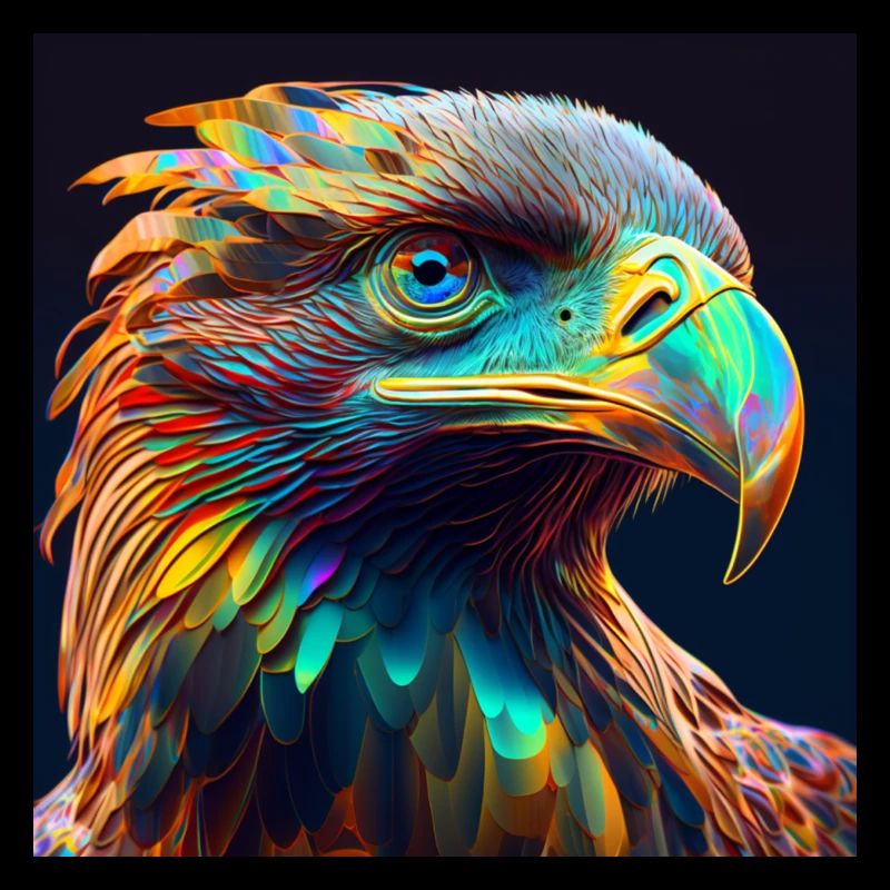 Aigle coloré, design unique,