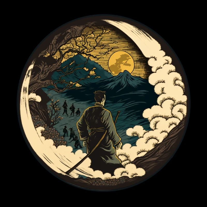 No 7 : Japanese Art Samurai Fighter Ukiyo_e Style