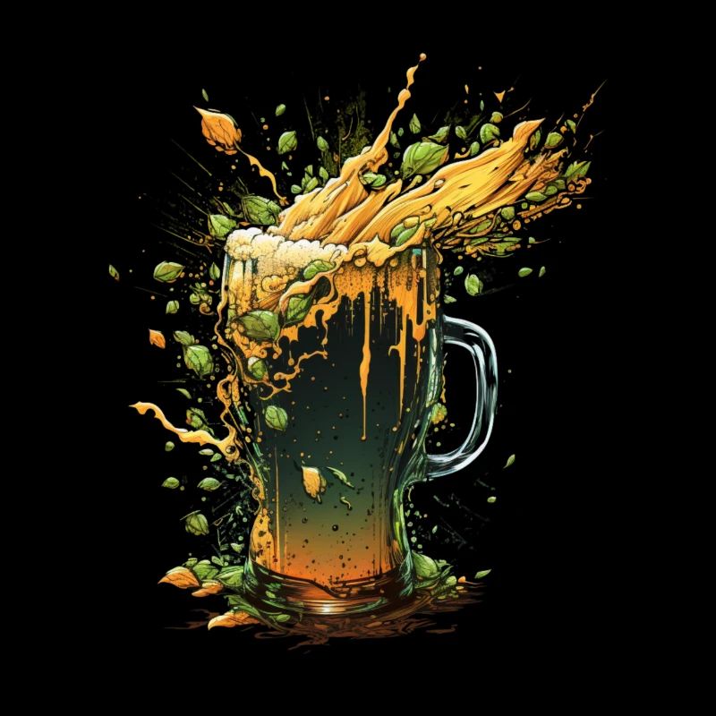Hops explosion in craft beer glass
