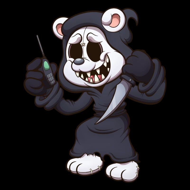 Teddy Bear Ghost Scream avec couteau et téléphone